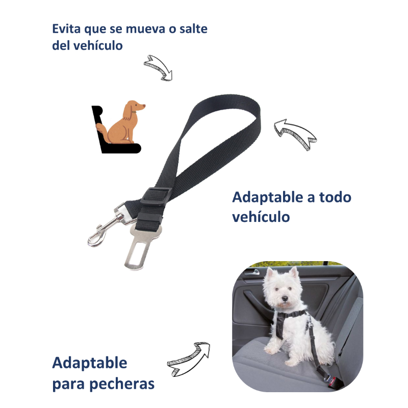 Cinturón de seguridad ajustable mascotas